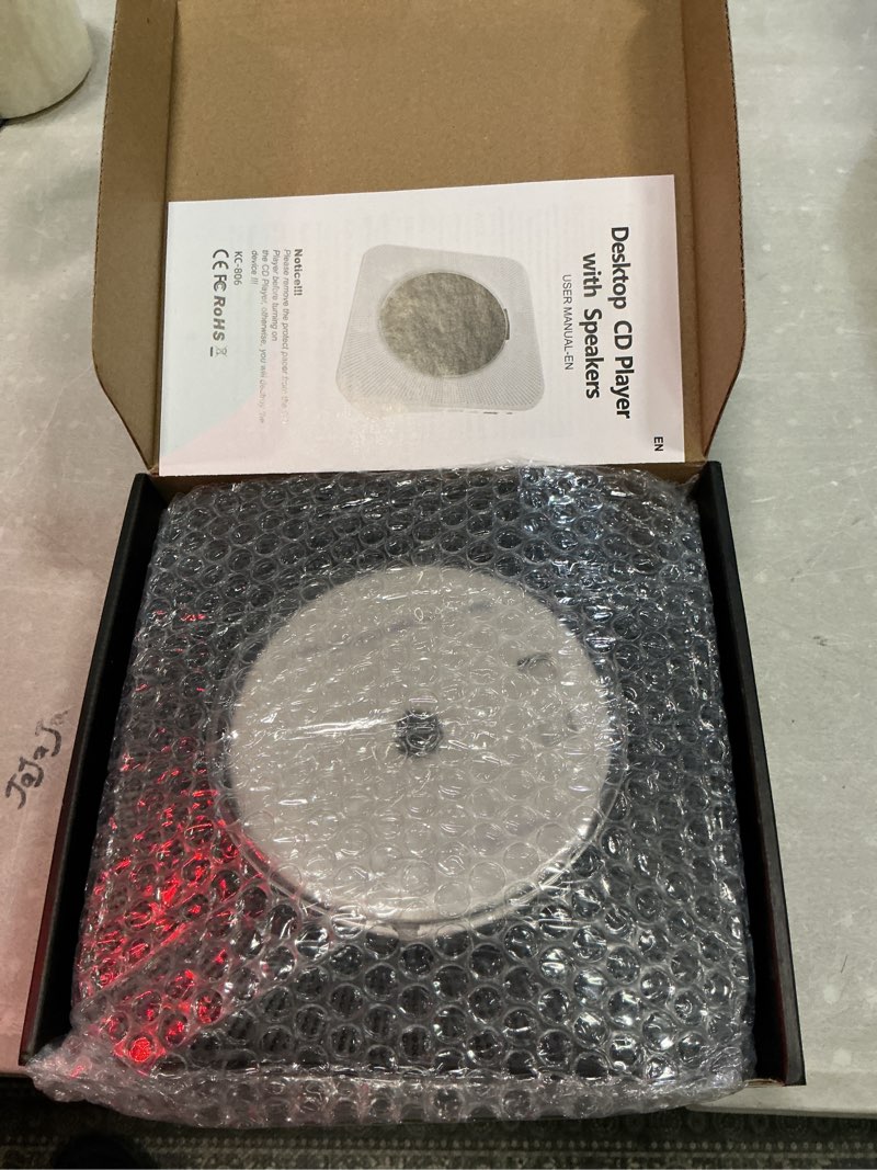 Condition photo showing Good Condition for gueray portable cd player, bluetooth cd kpop player for desktop with hifi sound speaker, fm radio cd music player for home with remote control, dust cover, led screen, support aux/usb, headphone jack black