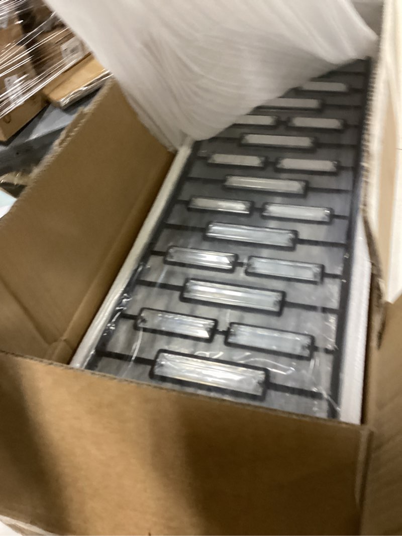 Condition photo showing Good Condition for Garwarm 38.7 inch Modern Ceiling Light,6-Light Crystal Chandelier Black Rectangle Chandeliers, Dining Room Light Fixture Flush Mount for Living Room Kitchen Island Bar