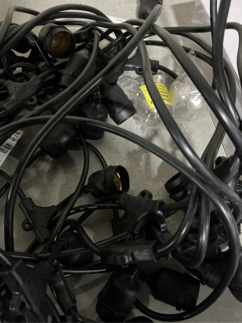 Condition photo showing Good Condition for harbor breeze 48-ft plug-in black indoor/outdoor string light with 24 white -light led edison bulbs