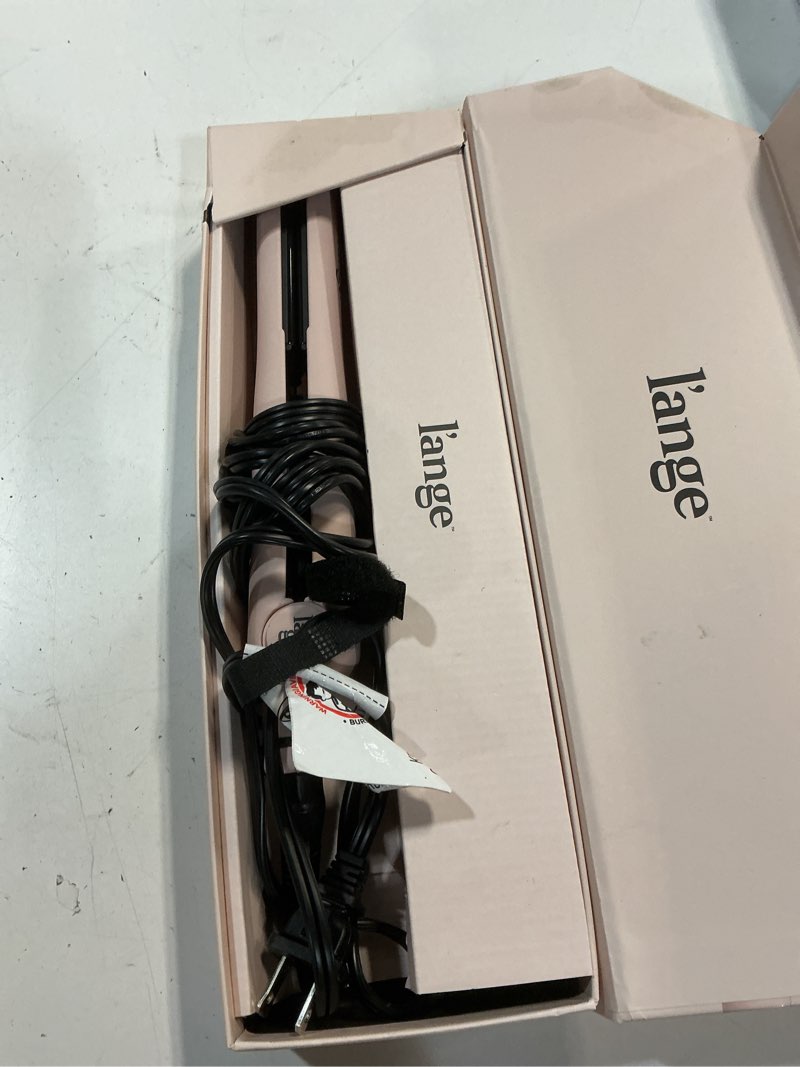 Condition photo showing Good Condition for l'ange hair aplatir ceramic flat iron hair straightener | adjustable temp dual voltage hair straightening iron | tourmaline-infused flat iron | best 1 inch flat iron to ease frizz | blush