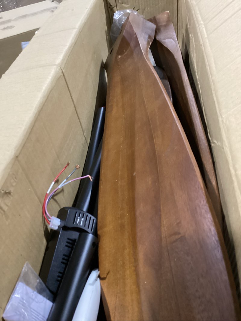 Condition photo showing As Is for 60 inch ceiling fan without light, ceiling fan no light with remote control and quiet dc motor, outdoor fans for patios,solid wood 3 blades,etl listed - dark walnut dark walnut 60 inch