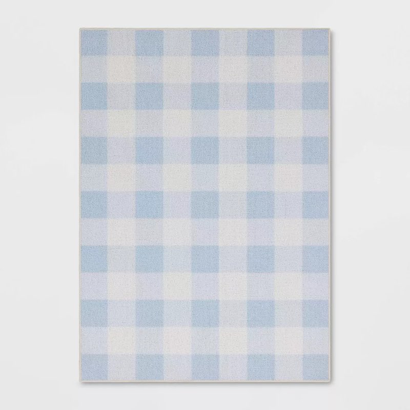 gingham print accent rug blue - room essentials