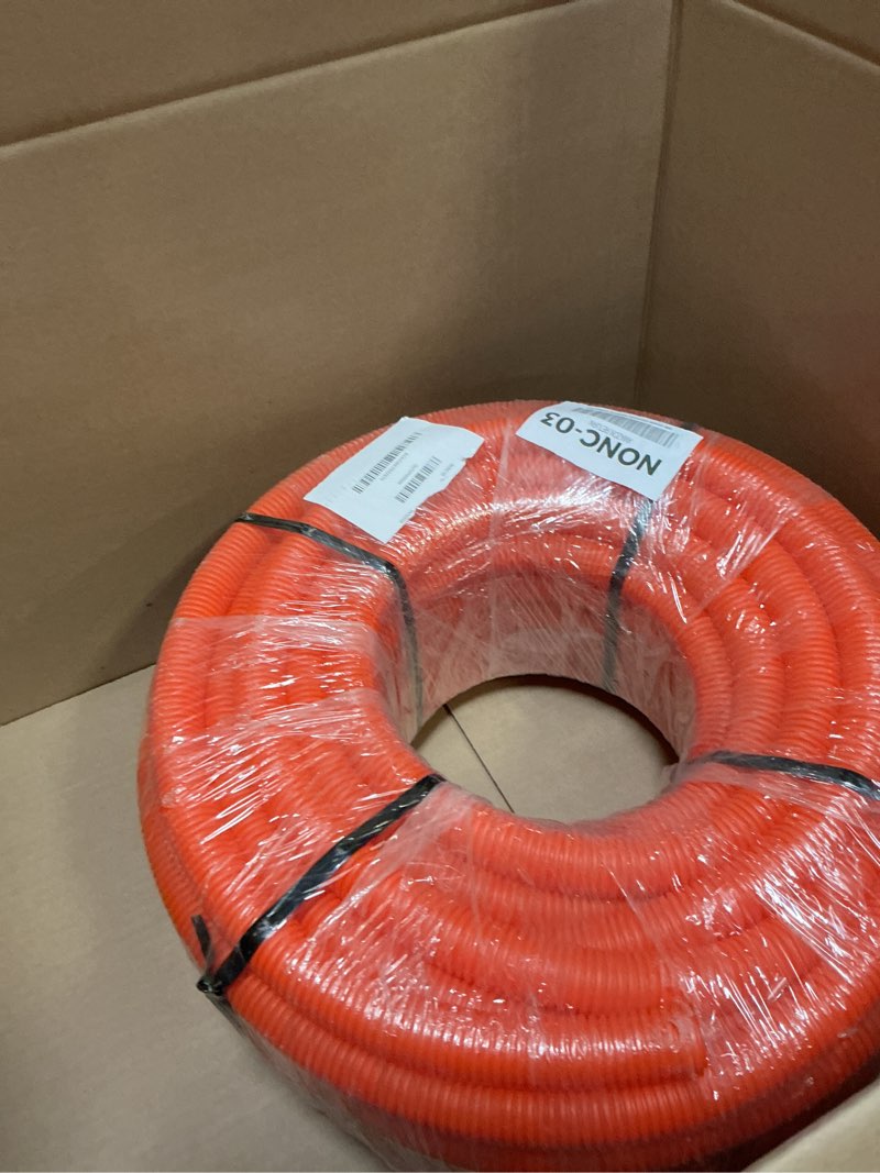 Condition photo showing Good Condition for flexible polyethylene hdpe non-split corrugated wire loom tubing (orange, 1" dia. x 100 ft) 1" dia. x 100 ft orange