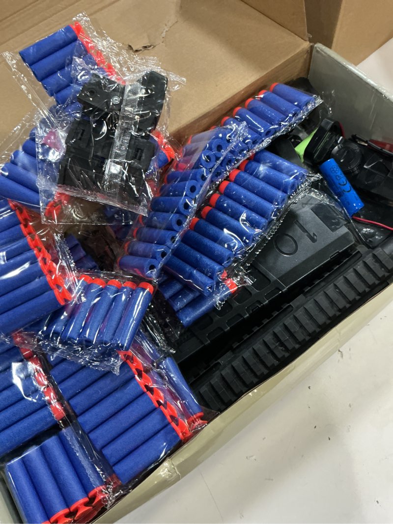 Condition photo showing Good Condition for realistic toy gun for nerf guns darts, foam blaster - with scope 120 soft bullets 3 magazines, semi-auto sniper rifle electric machine guns for boys 8-12 age, birthday gifts for kids and adults black white camouflage