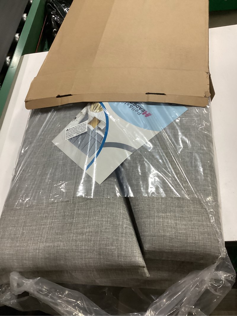 Condition photo showing Good Condition for peel and stick headboard for queen bed linen fabric upholstered wall mounted headboard - wall padding panel in light grey for bedroom/living room/dorm (6 panels) queen lighe gray