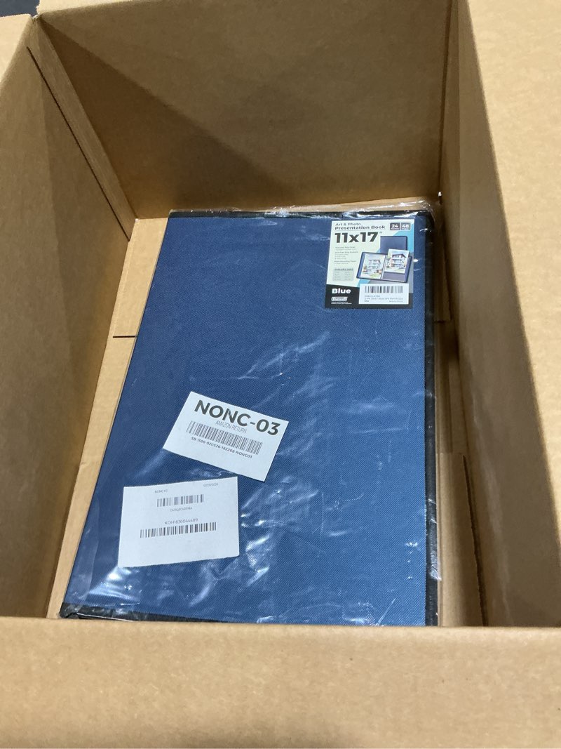 Condition photo showing Good Condition for Dunwell 11x17 Art Portfolio Binder with Black Mounting Paper (Blue), Large Portfolio Folder for Artwork Storage, 24 Plastic Sleeves, Displays 48 Pages, Acid-Free Poly 11 x 17 Presentation Book 11x17" w/ BLK Paper Cobalt Blue