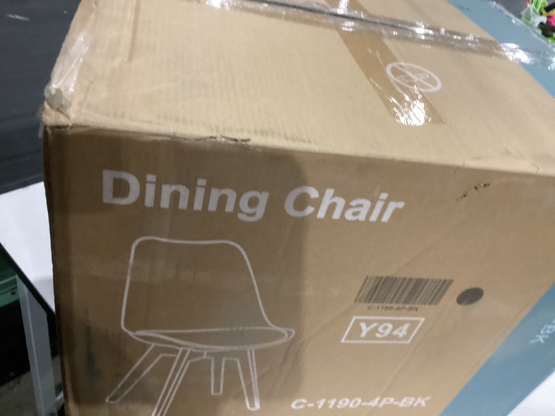 Condition photo showing New/Like New for OLIXIS Set of 4 Dining Kitchen Mid-Century Modern Chairs with Wood Legs and PU Leather Cushion for Living Room Bedroom Outdoor Lounge, Black Black 4 Chairs