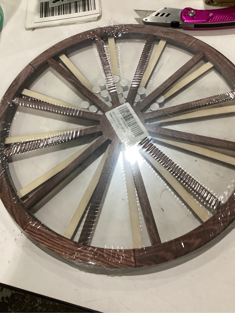 Condition photo showing New/Like New for oyefly 2 pcs wagon wheel decor,decorative vintage wood garden wagon wheel,vintage rustic wagon wheel (brown, 12 inch) 12 inch brown
