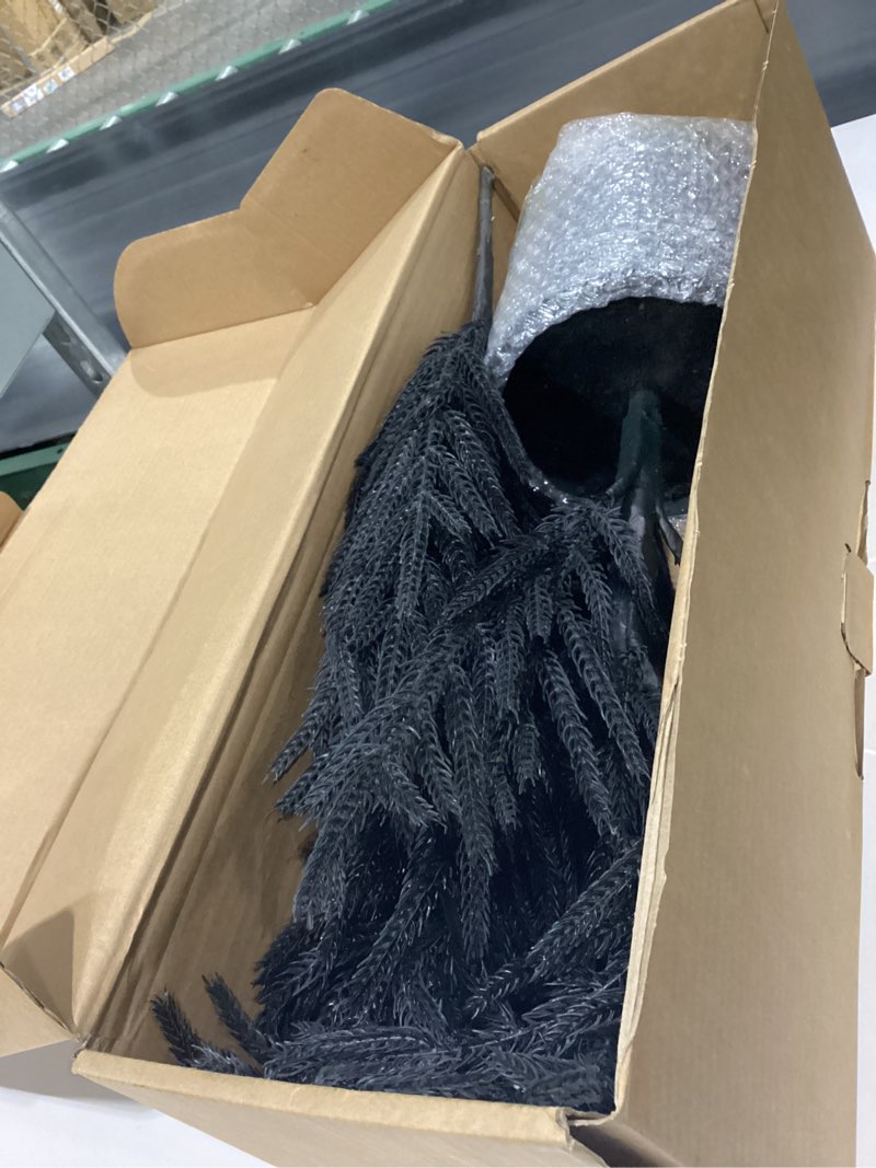 Condition photo showing Good Condition for 36’’ Black Christmas Tree with Pot Norfolk Pine Tree Artificial Small Christmas Tree for Front Porch Outdoor Indoor Christmas Decor Halloween Decorations