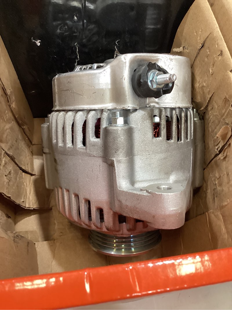 Condition photo showing As Is for a-premium alternator compatible with chevrolet/chevy, cadillac, gmc vehicle models, 4.3l 4.8l 5.0l 5.3l 5.7l 6.0l 6.5l 6.6l 8.1l, 12v 105a 6-groove pulley, 4 pins, replace# 10480388 10464438 19244727
