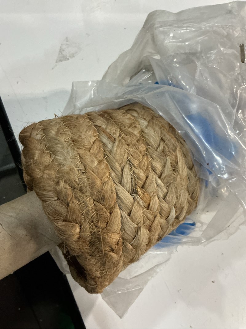 Condition photo showing Good Condition for lr home natural jute 4ft round area rug for home decor | braided rugs for living room, bedroom, playroom | modern boho farmhouse indoor carpet for room decor | tan/beige tan/beige 4' (round)