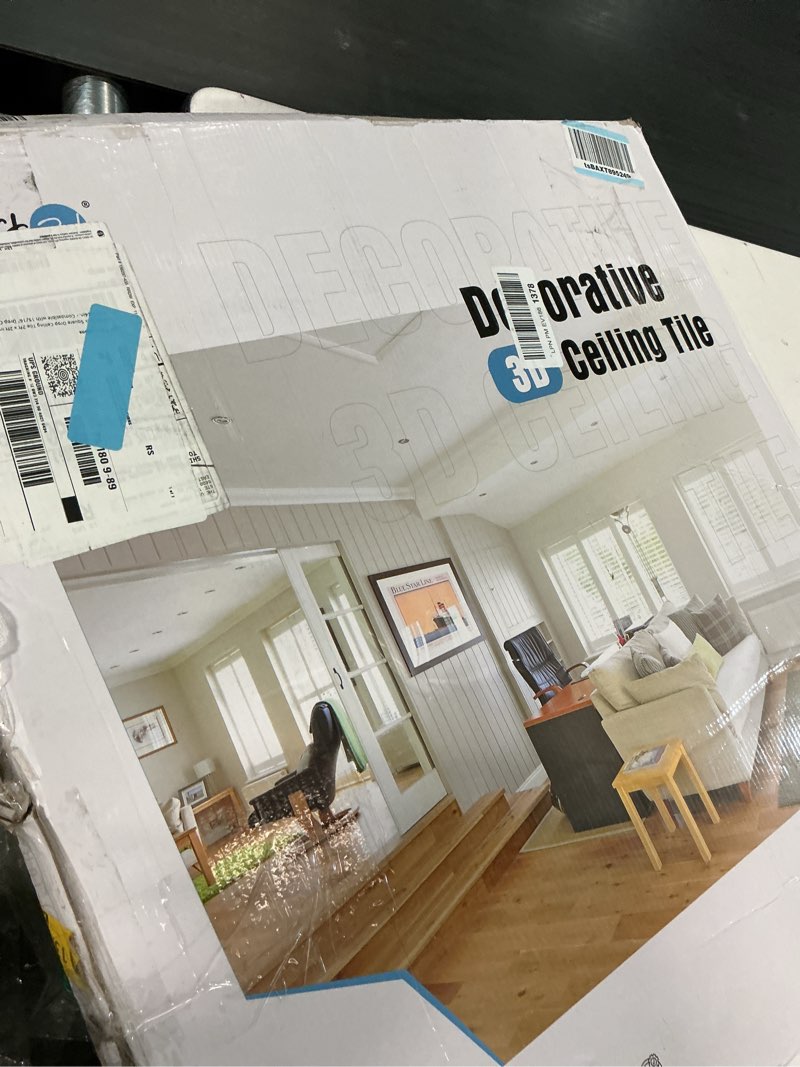 Condition photo showing Good Condition for Art3d 12-Pack Square Drop Ceiling Tile 2ft x 2ft in White, PVC Ceiling Panel 24 x 24in. - Compatible with 15/16" Drop Ceiling Grid System