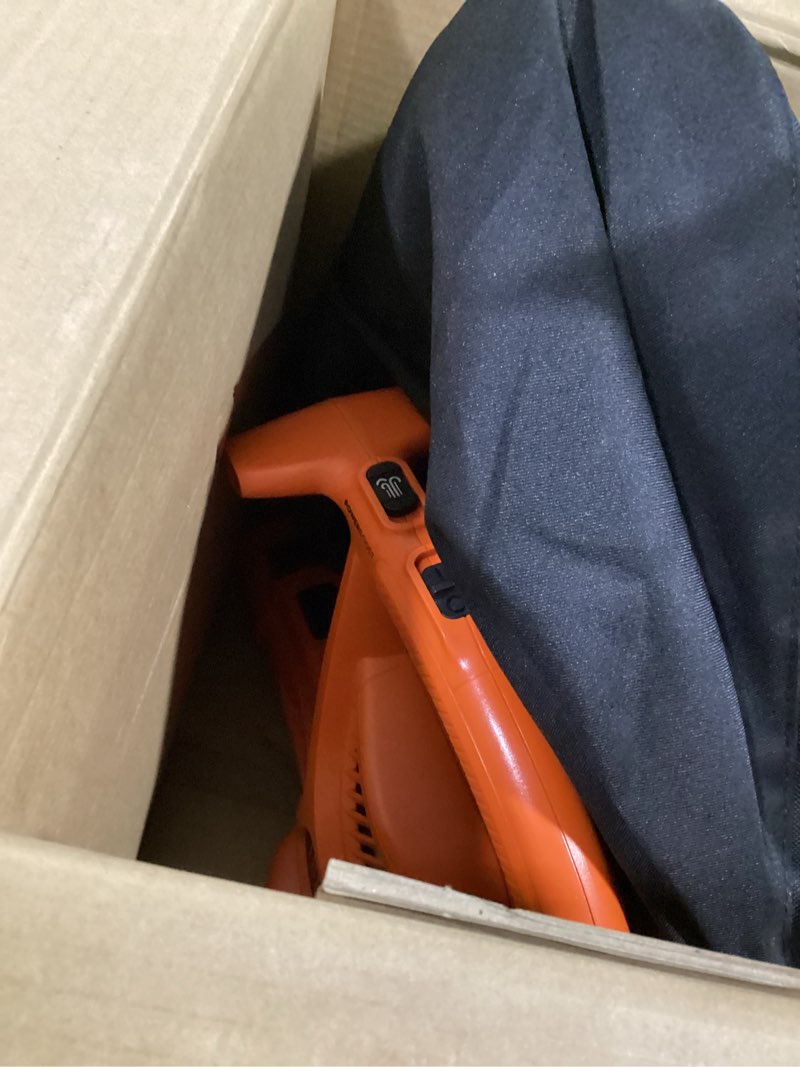 Condition photo showing As Is for black+decker leaf blower, leaf vacuum and mulcher 3 in 1, backpack blowers for lawn care,250 mph airflow, 400 cfm delivery power, reusable bag included, corded (bebl7000)