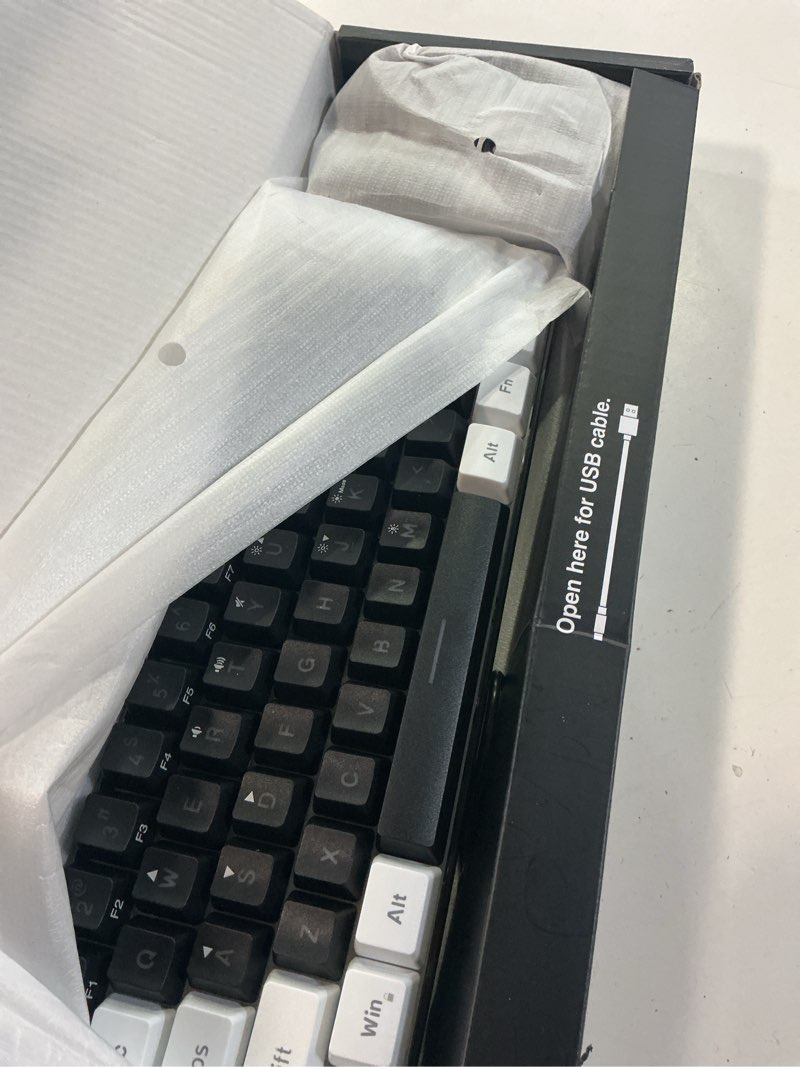 Condition photo showing New/Like New for redthunder 60% gaming keyboard and mouse combo, ultra-compact 61-key rgb backlit mini keyboard, lightweight 7200 dpi honeycomb optical mouse, rgb wired gaming set for pc ps5 xbox gamer(black-white) 01 black-white wired combo