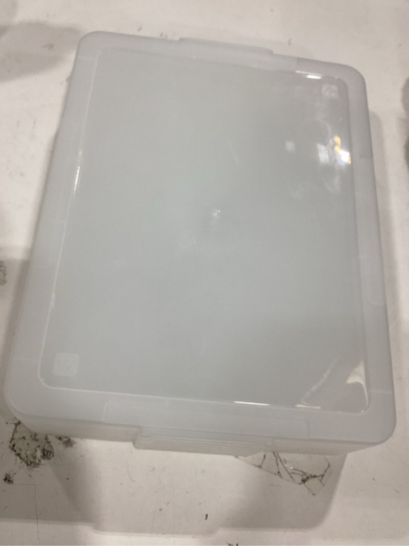 Condition photo showing New/Like New for plastic storage bins, 6 pack