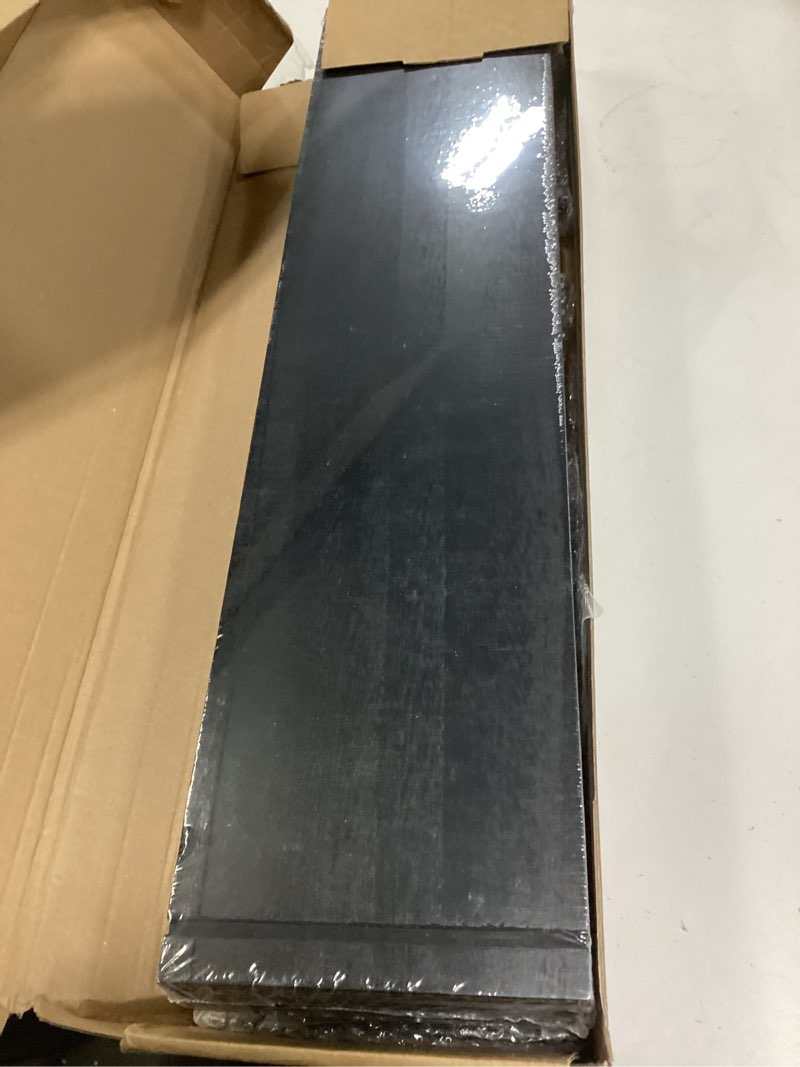 Condition photo showing New/Like New for Floating Shelves - 24 Inch Wall Mounted Set of 3, Rustic Wood Storage Shelves for Living Room (Black) Black 24 In