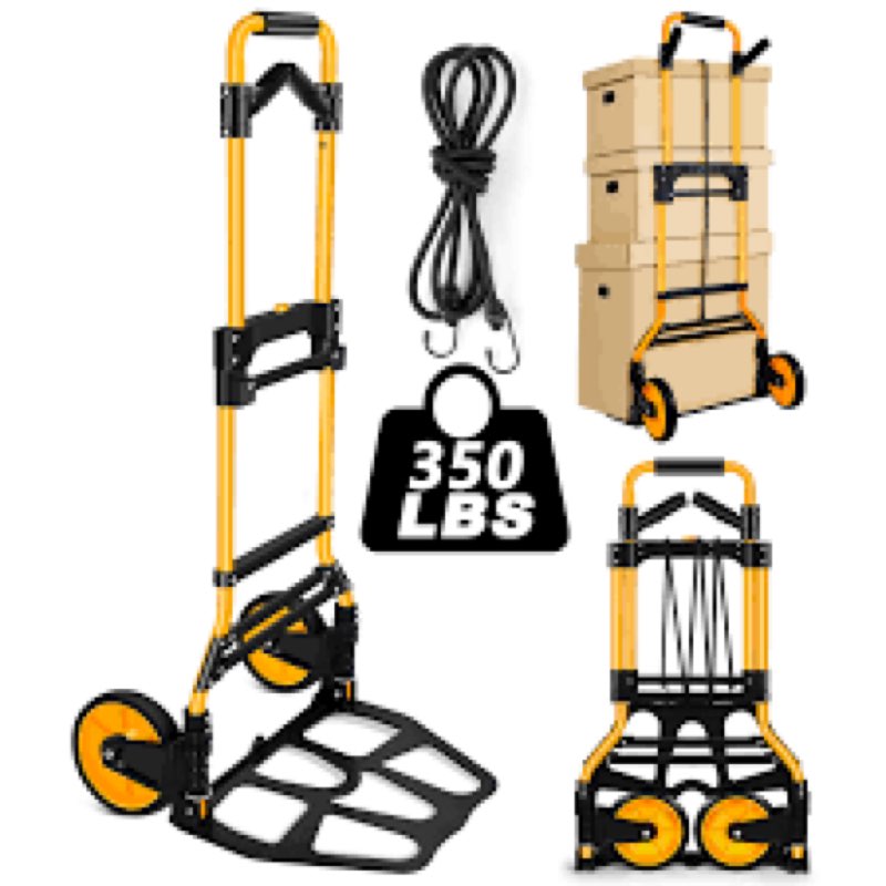 350 lb capacity upgraded folding hand truck dolly,portable dolly cart with telescoping handle?rubber