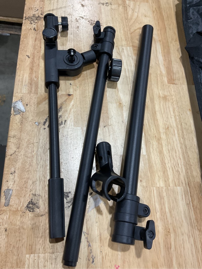 Condition photo showing As Is for cahaya mic stand floor adjustable - tripod boom arm microphone stand with carrying bag 2 mic clips 3/8" to 5/8" adapter for singing podcast compatible with blue yeti shure sm58 sm48 fifine k669b standard version black