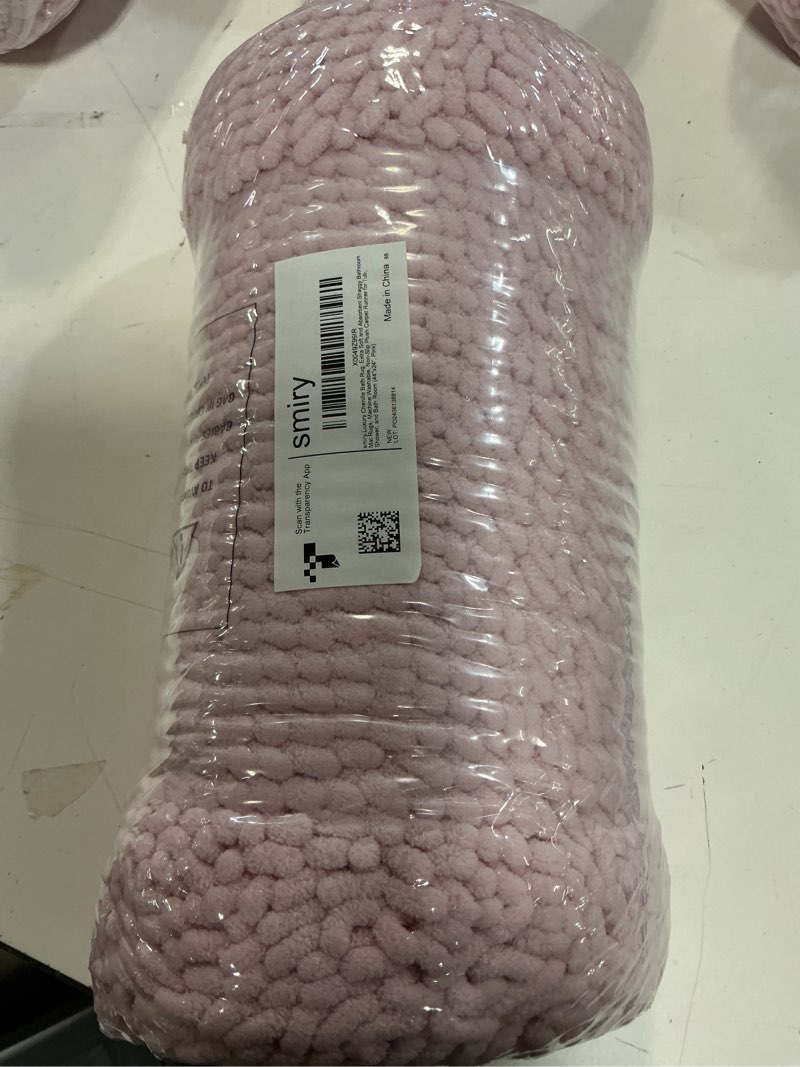 Condition photo showing New/Like New for walensee bathroom rug non slip bath mat (44x24 inch dusty pink) water absorbent super soft shaggy chenille machine washable dry extra thick perfect absorbant best large plush carpet for shower floor