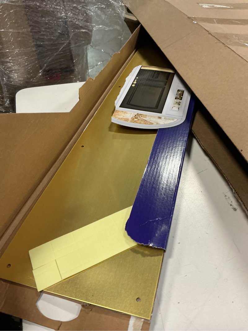 Condition photo showing Good Condition for hardware essentials group hardware essentials aluminum non-magnetic, screw-in, door kick plate 6" x 30" bright brass finish, (??852738)