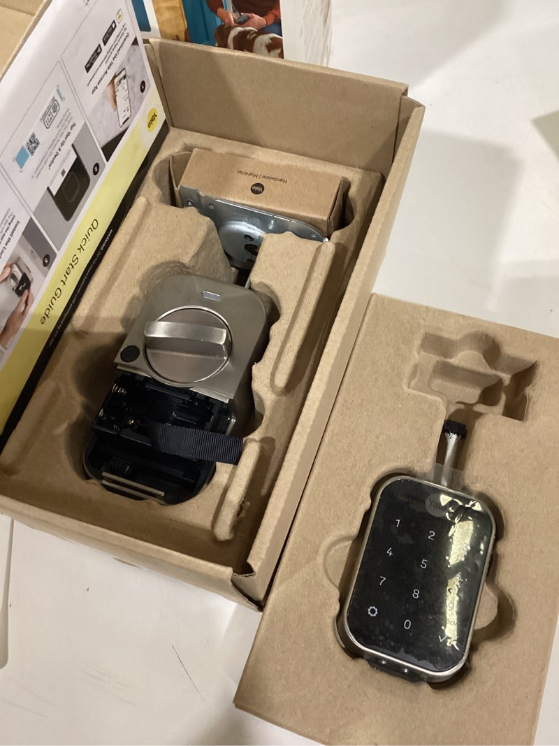 Condition photo showing As Is for yale assure lock 2 smart deadbolt with wi-fi & keypad - satin nickel keyless entry door lock with app control, code entry & remote access - secure electronic door deadbolt, yrd450-wf1-619 satin nickel wi-fi touchscreen - no key