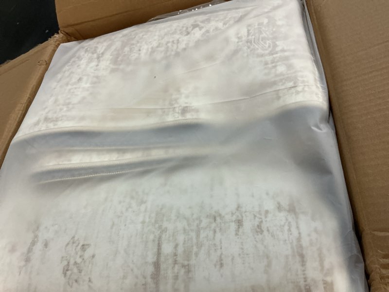 Condition photo showing New/Like New for soalmost 10x14 area rugs for living room, non slip machine washable vintage carpets, low pile lightweight large rug for bedroom, dining room, home office beige gray beige/gray 10' x 14' (rectangular)