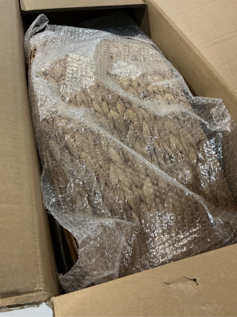 Condition photo showing New/Like New for Sweetcrispy 42inch Christmas Tree Collar for 9-12ft Trees, Woven Hyacinth Rattan 4-Panel Collar w/Cord Access Hole & Easy Lock Design, Natural Natural 42IN