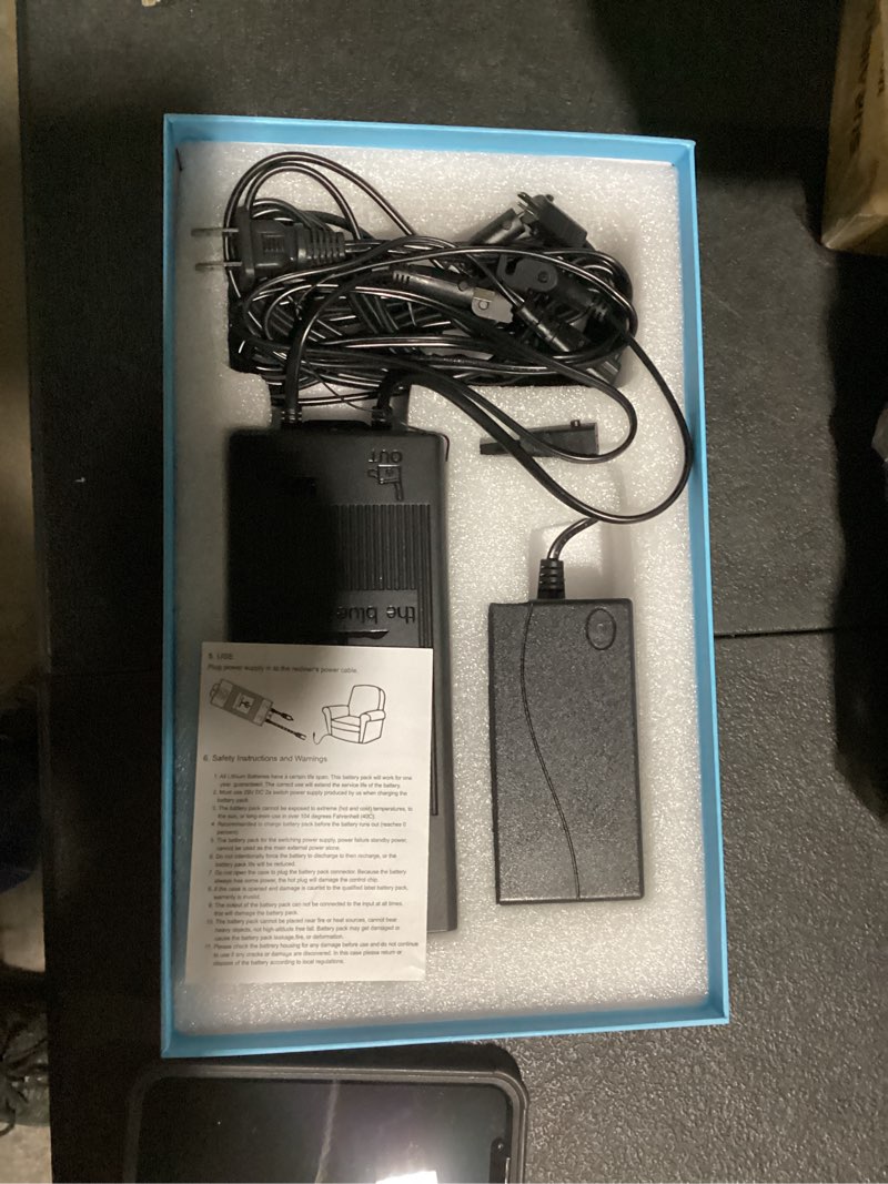 Condition photo showing Good Condition for the blue cactus max power 5000mah kit - battery, power transformer, cords - 2-pin connector - wireless with led & low charge alert - couch battery pack for reclining chairs, sofas & loveseats