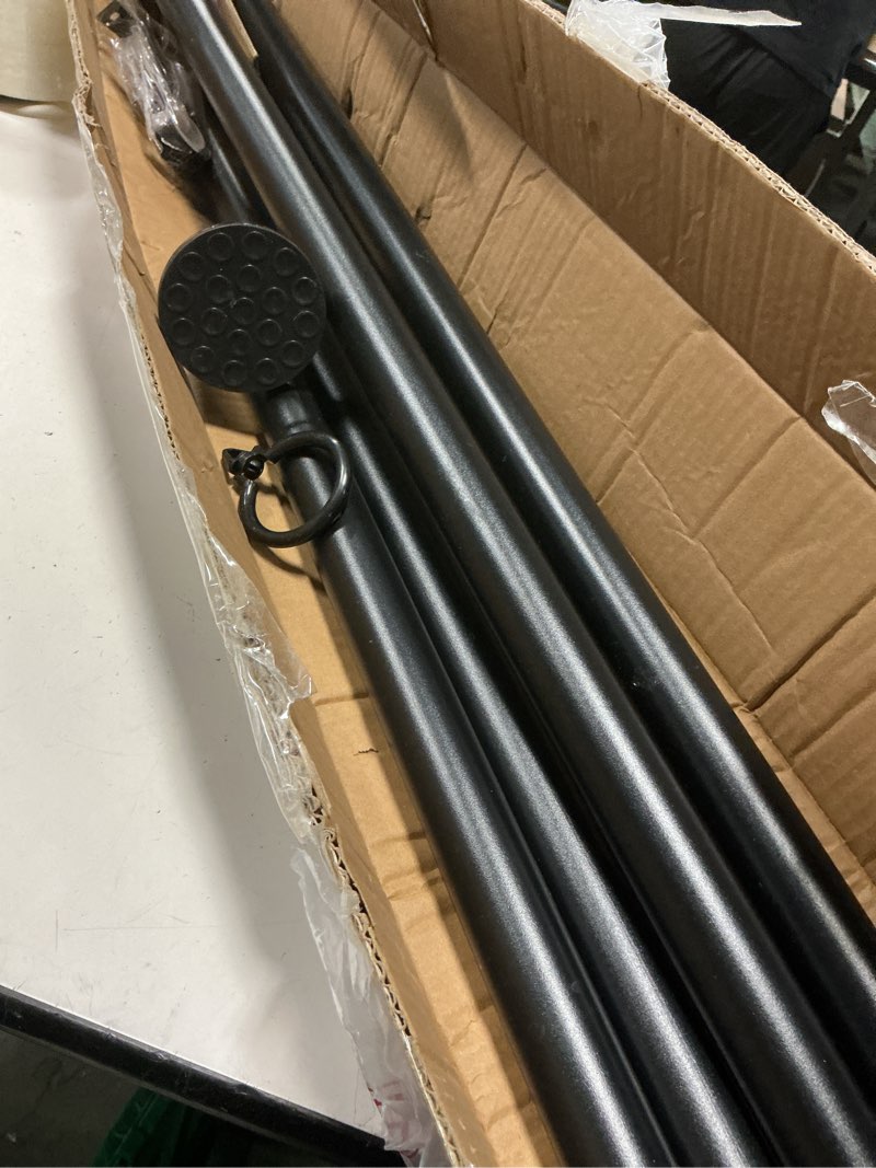 Condition photo showing As Is for zocone tension curtain rod 51-168 in(4.25-14 ft), outdoor curtain rod no drilling for patio window, adjustable shower curtain rod for bathroom, extra long tension rod diameter 1.26in never rust, black