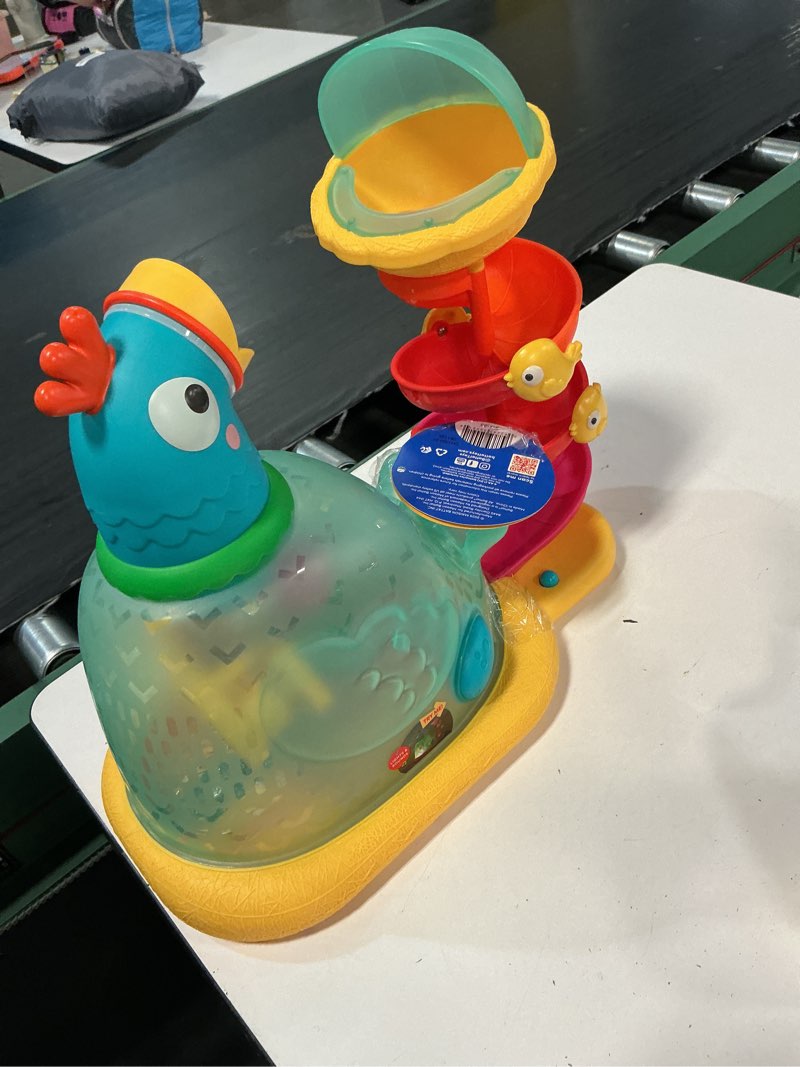 Condition photo showing As Is for battat pop-a-doodle-doo chicken ball popper with music lights, learning toy for baby and toddler