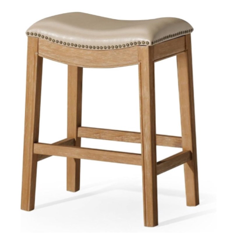 Maven Lane Adrien Backless Saddle Kitchen Stool with Fabric Upholstery
