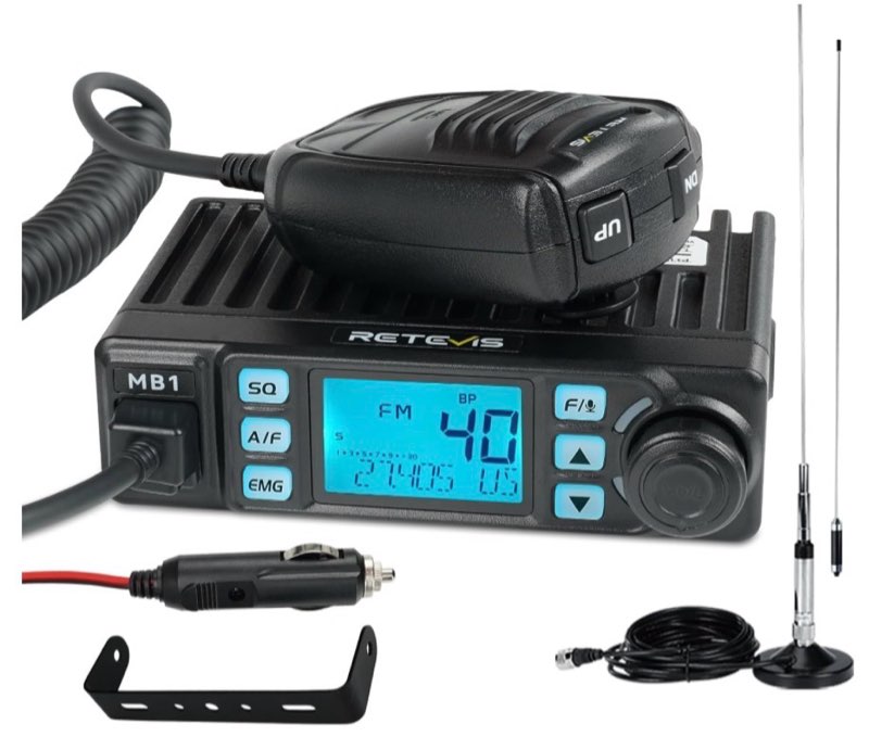 Retevis MB1 40 Channel CB Radio, Noise Cancellation Long Range Mobile Radio, with CB Antenna and Cig