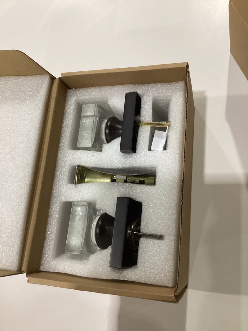 Condition photo showing Good Condition for coolnews Glass Door Knobs Interior, Privacy Bathroom Bedroom Crystal Door Knobs with Lock, Oil Rubbed Bronze Door Knob 1 Pack Privacy Oil Rubbed Bronze