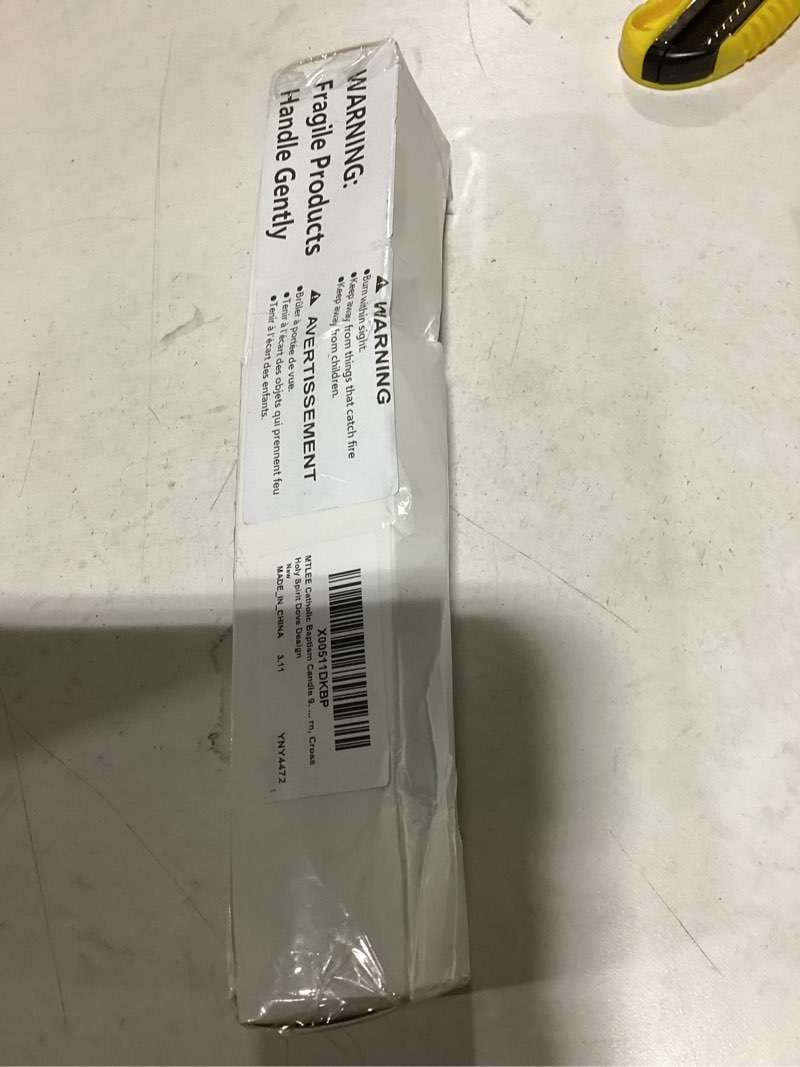 Condition photo showing As Is for mtlee catholic baptism candle 9.84 inch pillar candle for baptism first communion confirmation churc