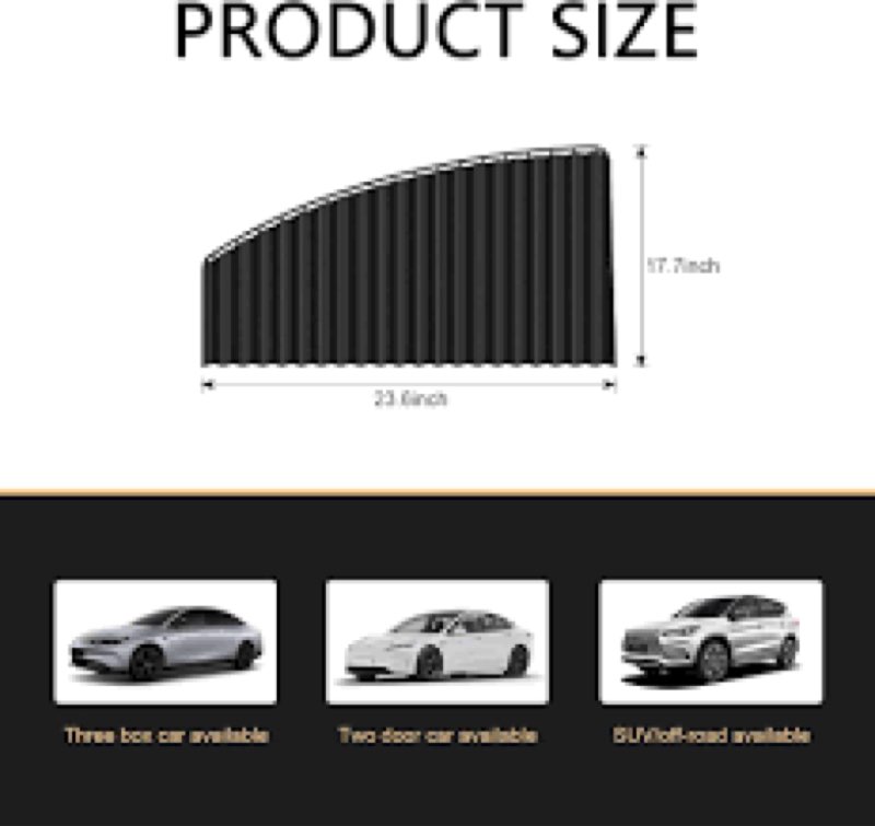 2 PCS Car Window Shades, Retractable Car Side Window Sun Shade, Summer Sun Blocker Automotive Privacy Curtains, Fit for Front Side Windows (Black)