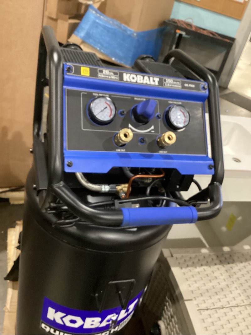 Condition photo showing Good Condition for kobalt quiet tech 26-gallon portable electric 150 psi vertical air compressor
