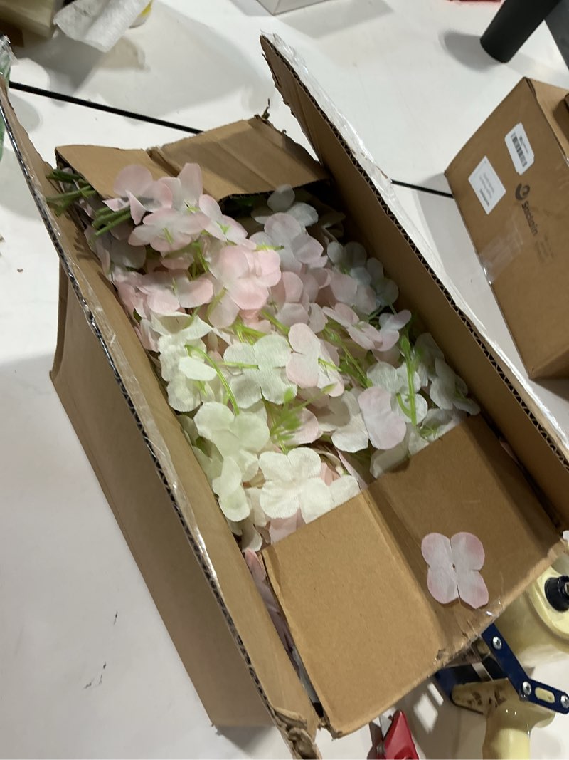 Condition photo showing Good Condition for 40 pack white pink wisteria hanging flowers, fake flowers for decoration, artificial hanging flowers,vines for bedroom,flower garland for home,party,garden, wall,wedding decoration(3.6 ft/pcs) white & light pink 40 pcs