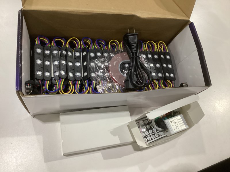 Condition photo showing As Is for pomelotree led window lights led modules waterproof storefront light business decorative lights for advertising signs business store light 12v 5050 100ft rgb (10 packs) rgb (red, green, blue) 100 ft