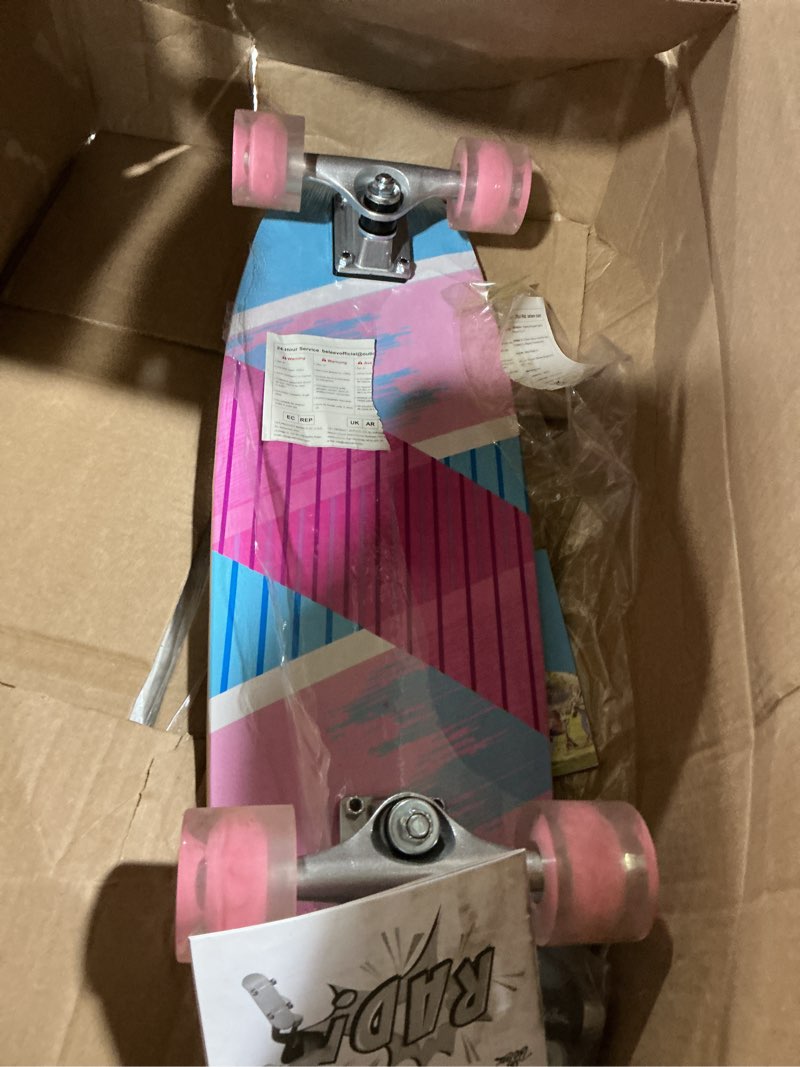 beleev cruiser skateboards for beginners, 27 x 8 inch complete skateboard for kids teens adults, 7 ply canadian maple double kick deck concave skateboard with skate t-tool light pink