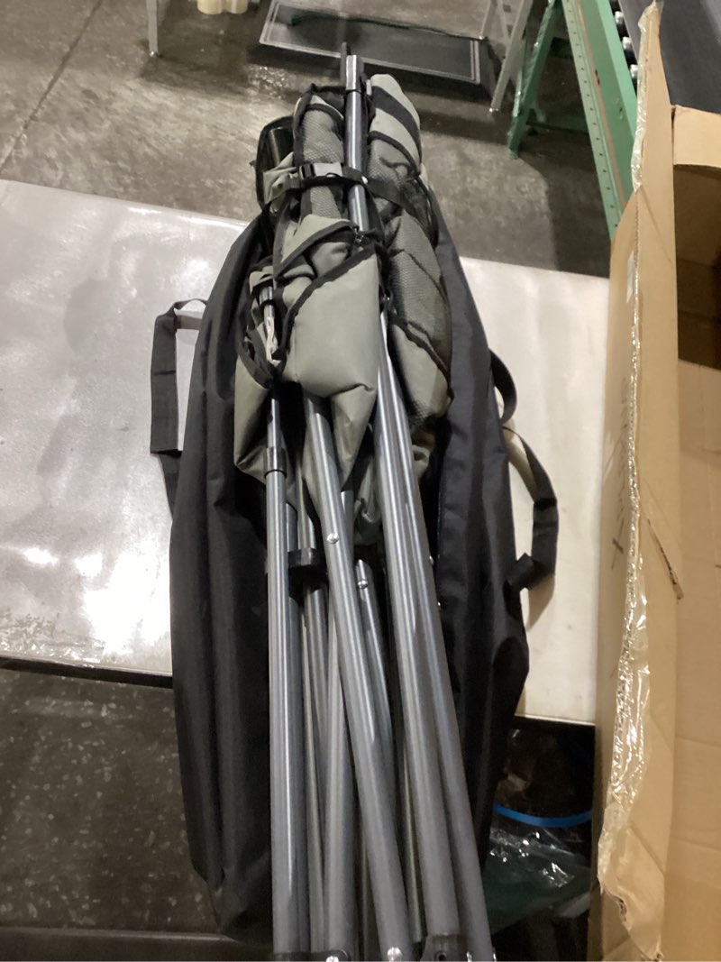 Condition photo showing New/Like New for Double High-Back Camping Loveseat with Pillows, Dual Cup Holders & Cooler Bags - Oversized 2 Person Heavy Duty Folding Chair for Adults, 800LBS Capacity, Outdoor, Picnic, Lawn (1, BlackGrey) Blackgrey 1double