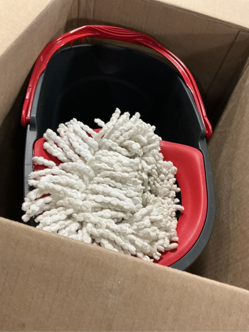 Condition photo showing As Is for O-Cedar Easywring Microfiber Spin Mop & Bucket Floor Cleaning System with 1 Extra Refill,Red / Gray Easywring Spin Mop & Bucket + 1 Extra Refill