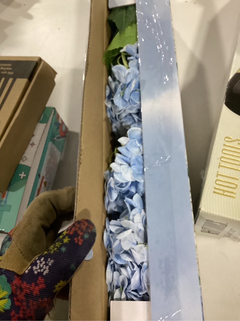 Condition photo showing New/Like New for Yastouay 3 Pcs Real Touch Hydrangea Artificial Flowers, 21" Blue Full Faux Hydrangea Flowers Latex Fake Flowers for Home Decor Party Floral Arrangements Wedding Bouquets Centerpieces Outdoor Decor Light Blue 3 Pcs