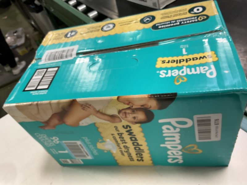 Condition photo showing New/Like New for Pampers Swaddlers Diapers, Size 1 (8-14 lbs), 96 Count, Absorbent, Keeps Baby Dry and Comfortable, Skin Safe Disposable Baby Diaper (Packaging May Vary) Size 1 96