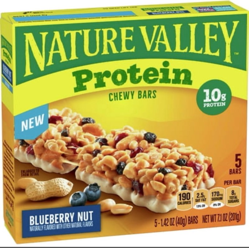 Best by 29/11/2025) Nature Valley Protein Granola Bars  Blueberry Nut  Chewy Snack Bars. Qty 12 pack )   5 Bars  7.1 OZ