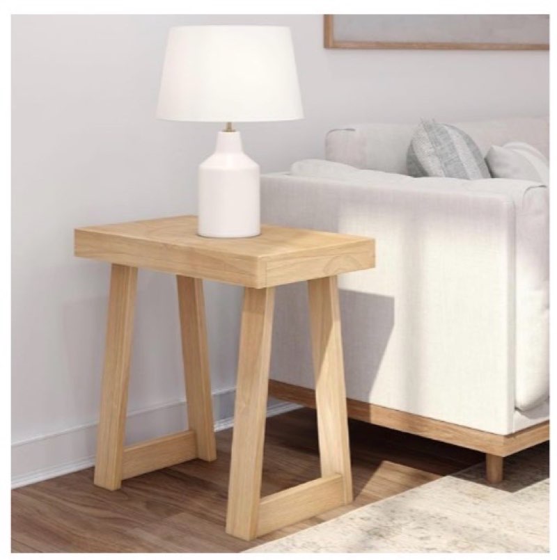 plank+beam classic rectangular side table, 25", slim side table for living room, narrow nightstand for small spaces, wood end table for bedroom, blonde wirebrush