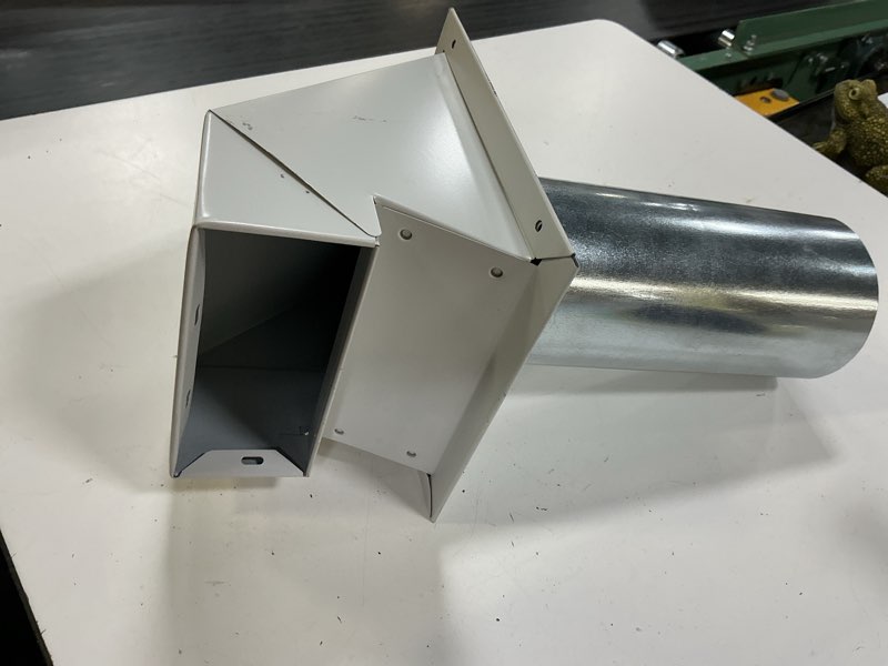 Condition photo showing As Is for imperial 4-in dia galvanized steel r2 exhaust dryer vent hood