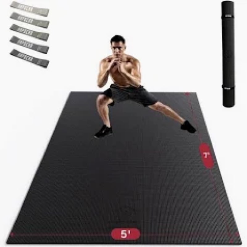 HAPBEAR Extra Large Exercise Mat-7'x5'/6'x4'x8mm(1/3 inch), Non-Slip, Ultra Durable, Thick Workout M
