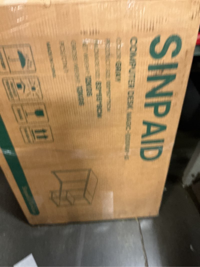 Condition photo showing New/Like New for SINPAID Computer Desk 40 inches with 2-Tier Shelves Sturdy Home Office Desk with Large Storage Space Modern Gaming Desk Study Writing Laptop Table, Gray Desk