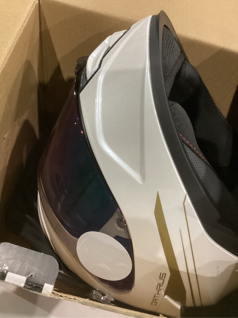 Condition photo showing Good Condition for OTS Dual Visor Full-Face Motorcycle Helmet - DOT Certified, Lightweight ABS, Quick-Release Buckle, Washable Liner for Men & Women Pearl White Medium