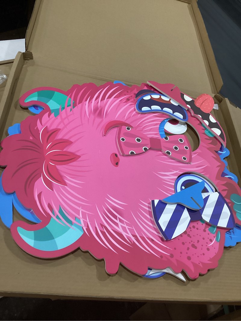 Condition photo showing Good Condition for 2 sets monster build-a-face 2 player party blue pink monsters theme face changing monsters party time for valentine educational monster board